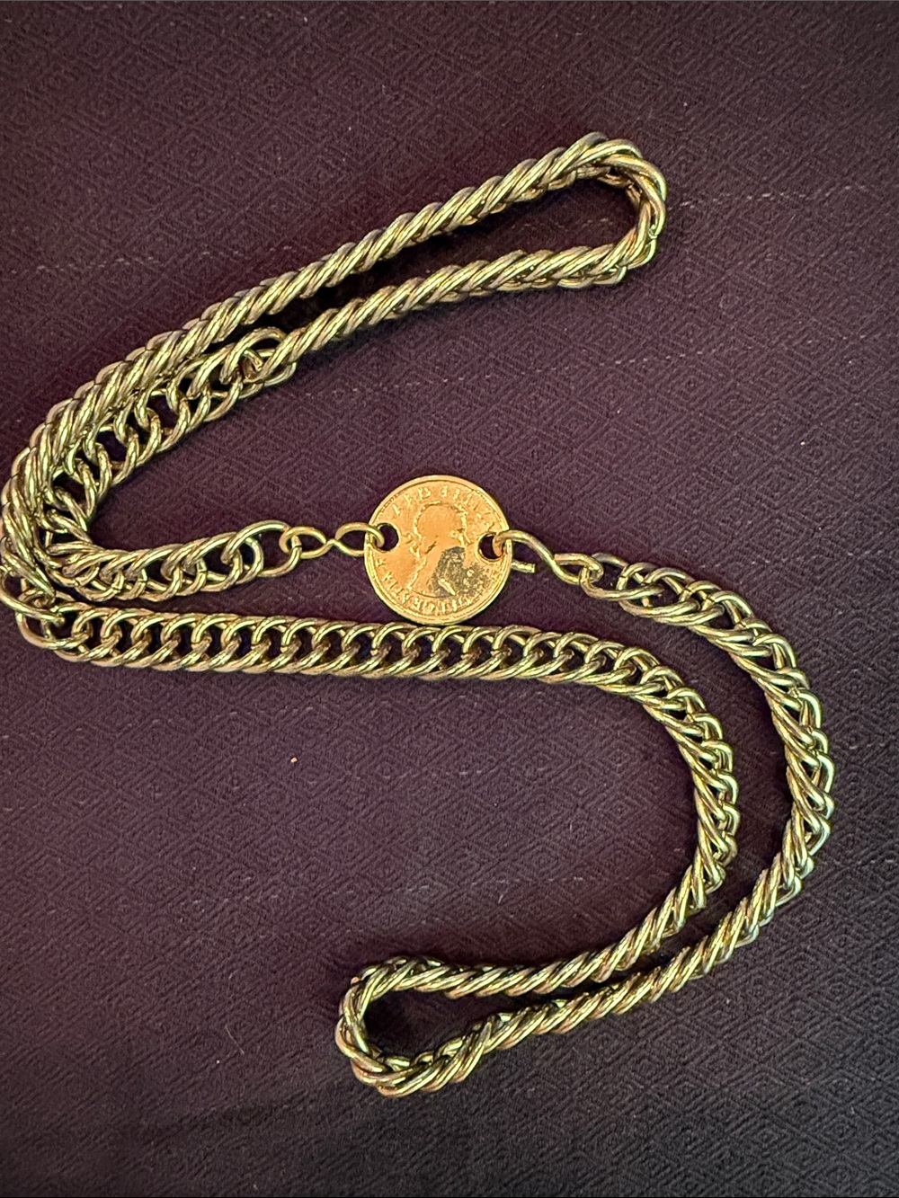 Gold-Tone Coin Pendant Rope Chain belt (or necklace) - Women Accessories